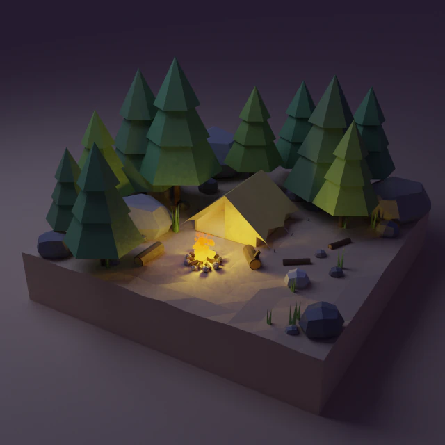 escena de fogata de baja poli Modelo 3D .c4d .max .obj .3ds .fbx .stl .blend 