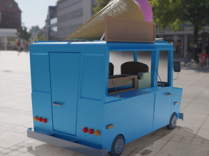low poly ice cream truck 3D 模型