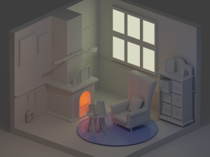 low poly cabin interior 3D Model