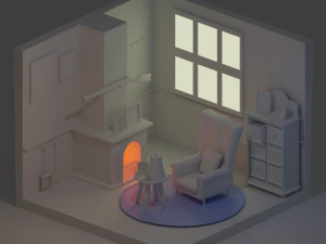 low poly cabin interior 3D Model