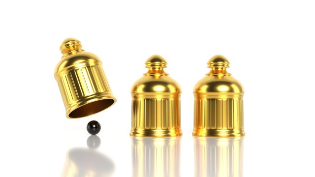 game thimbles group of 3 thimbles and a ball Modelo 3D .c4d .max .obj .3ds .fbx .stl .blend 