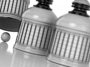 game thimbles group of 3 thimbles and a ball 3D Model