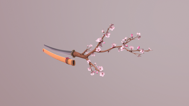 katana sakura 3D 模型 .c4d .max .obj .3ds .fbx .stl .blend 