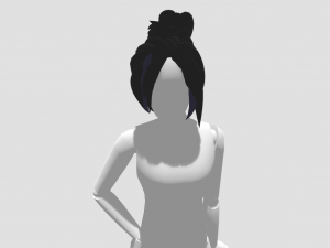 hair bun with dark blue highlights Model 3D