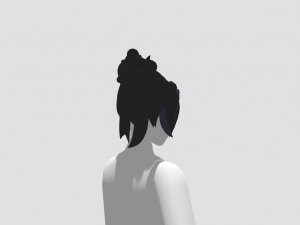 hair bun with dark blue highlights Model 3D