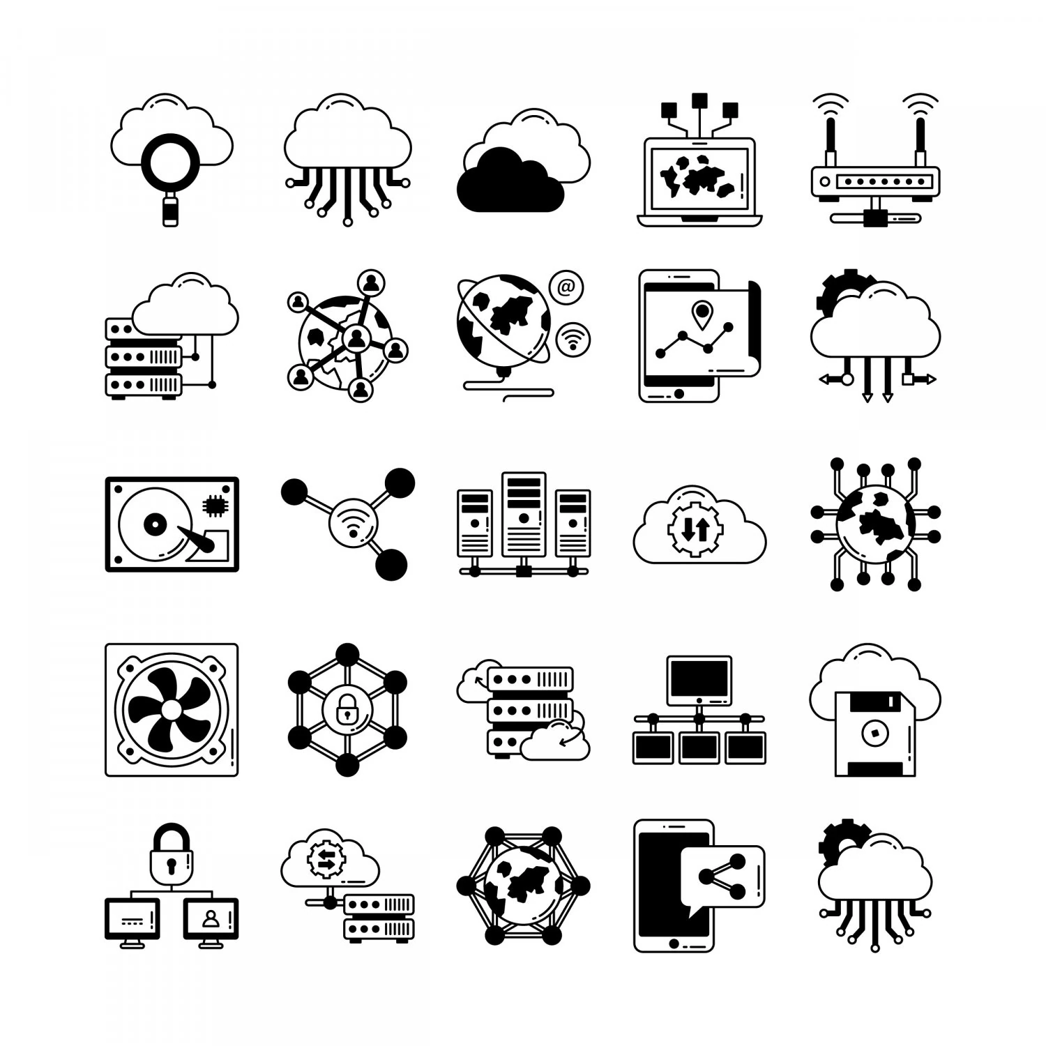 data and networking vector icons 3D Model .c4d .max .obj .3ds .fbx .stl .blend 
