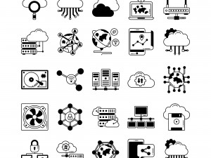 data and networking vector icons 3D Model