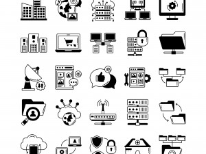 data and networking vector icons 3D मॉडल