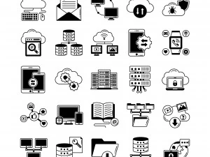 data and networking vector icons 3D Model