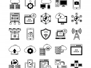 data and networking vector icons 3D मॉडल