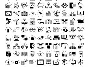 data and networking vector icons 3D मॉडल