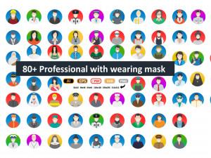 professional face with mask vector icons pack 3D Assets