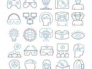 virtual reality flat inside vector icon Model 3D