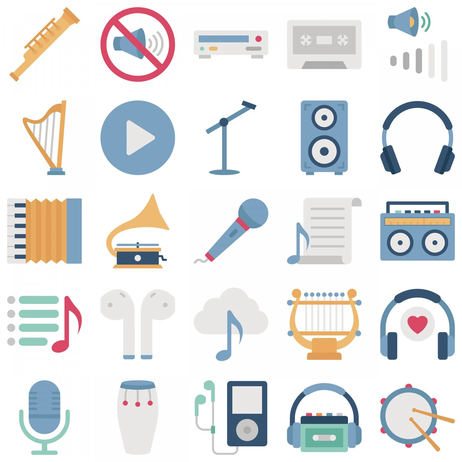 multidiame and music vector icons 3D Model .c4d .max .obj .3ds .fbx .stl .blend 