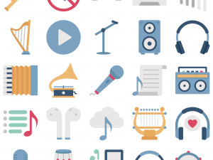 multidiame and music vector icons 3D Model