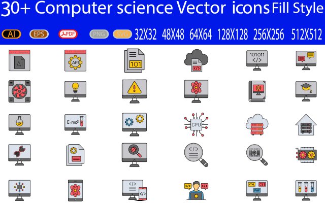 30Computer Science Icon 3D 模型 .c4d .max .obj .3ds .fbx .stl .blend 