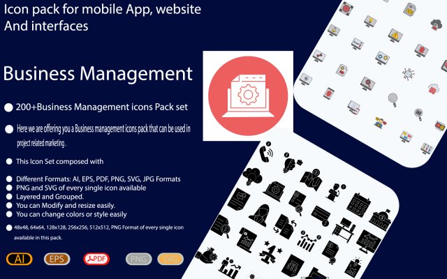 200Business management icon pack Modelo 3D .c4d .max .obj .3ds .fbx .stl .blend 
