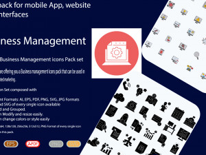 200Business management icon pack 3D Model