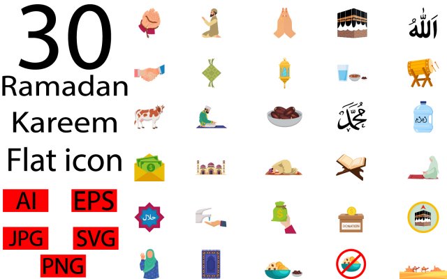 30Ramadan kareem flat icon 3D Model .c4d .max .obj .3ds .fbx .stl .blend 