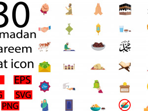 30Ramadan kareem flat icon 3D Model