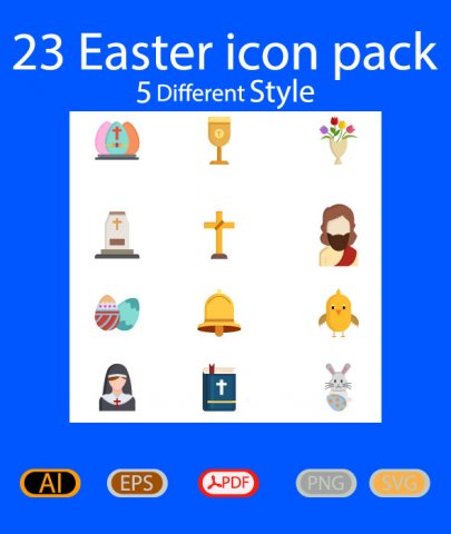 23 Easter Day icon pack 3D Model .c4d .max .obj .3ds .fbx .stl .blend 