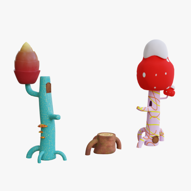 cartoon abstract trees 3D 모델 .c4d .max .obj .3ds .fbx .stl .blend 