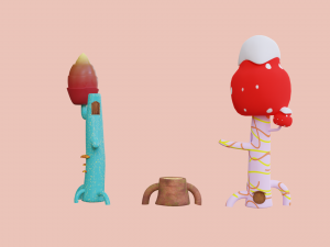 cartoon abstract trees 3D 모델