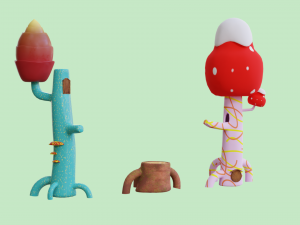 cartoon abstract trees 3D 모델