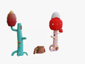 cartoon abstract trees 3D 모델