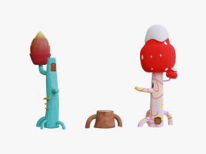 cartoon abstract trees 3D 모델