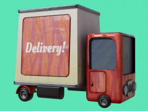 Cartoon Delivery Truck 3D Model