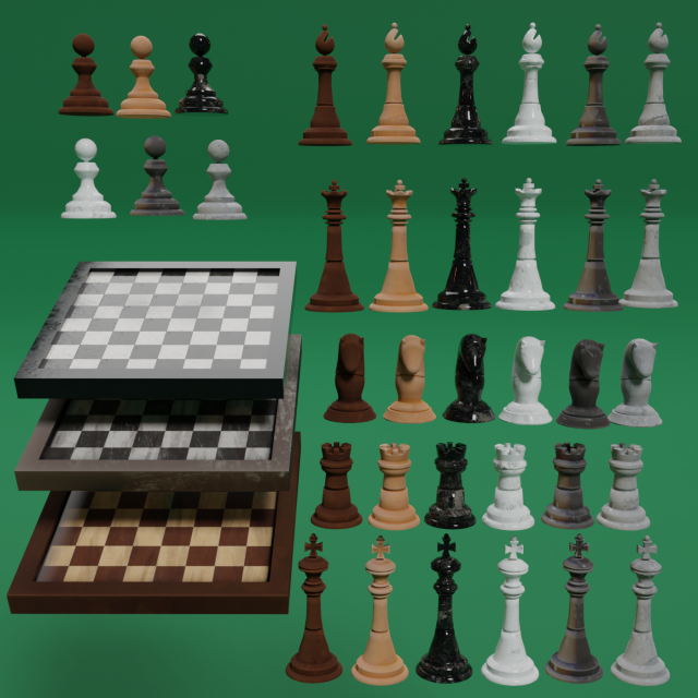 Chess board Modello 3D .c4d .max .obj .3ds .fbx .stl .blend 