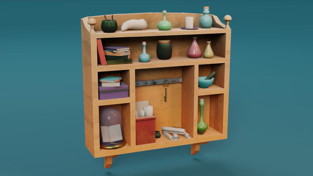 Low-poly shelf 3D Model .c4d .max .obj .3ds .fbx .stl .blend 