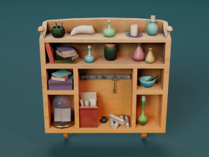 Low-poly shelf 3D Model
