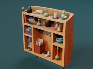 Low-poly shelf 3D Model
