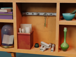 Low-poly shelf 3D Model