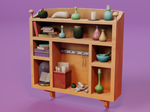 Low-poly shelf 3D Model