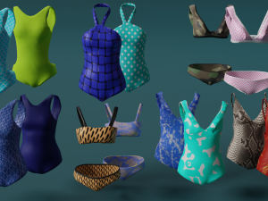 Swimwear costumes Pack 3D Model