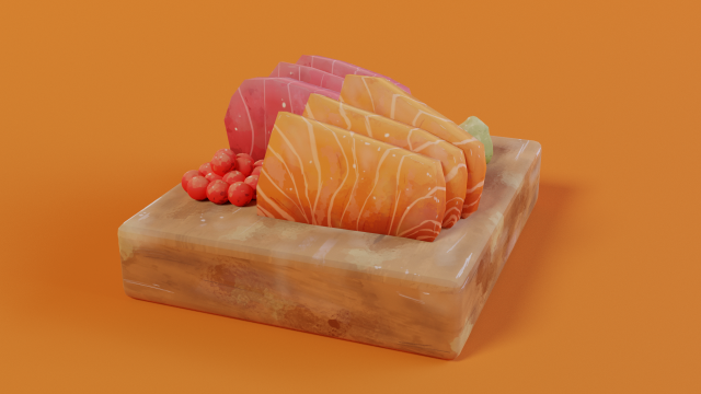 Hand-painted sashimi 3D 모델 .c4d .max .obj .3ds .fbx .stl .blend 