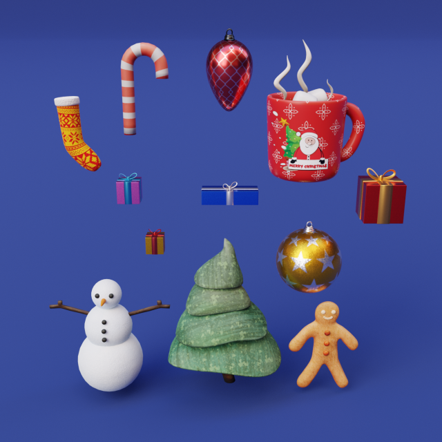 Christmas Icons Modello 3D .c4d .max .obj .3ds .fbx .stl .blend 