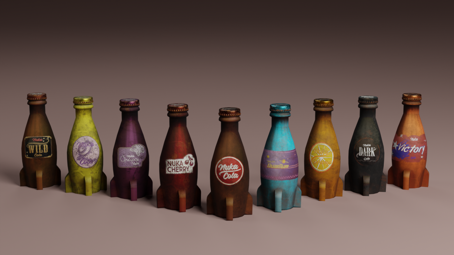 Fallout 4 Nuka Cola Glass Rocket Bottle + 10 Bottle Caps Replica