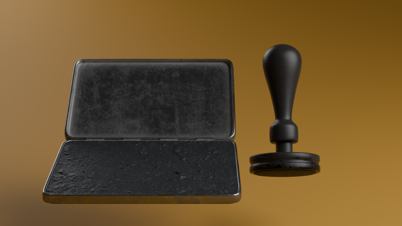 Ink pad and rubber stamp Modello 3D .c4d .max .obj .3ds .fbx .stl .blend 
