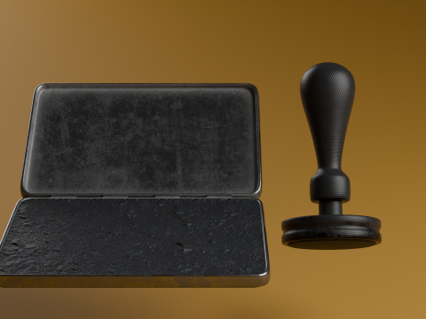 Ink pad and rubber stamp 3D-Modell