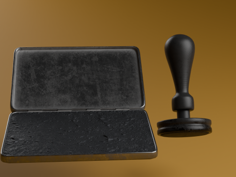 Ink pad and rubber stamp Modello 3D