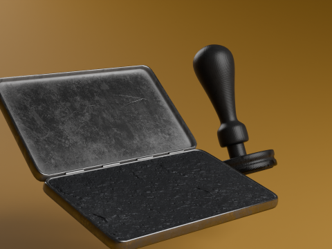 Ink pad and rubber stamp Modello 3D