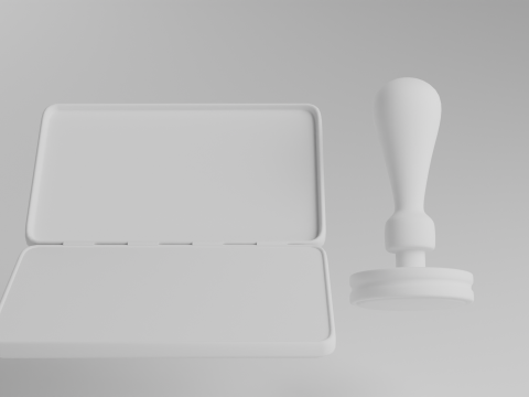 Ink pad and rubber stamp Modello 3D