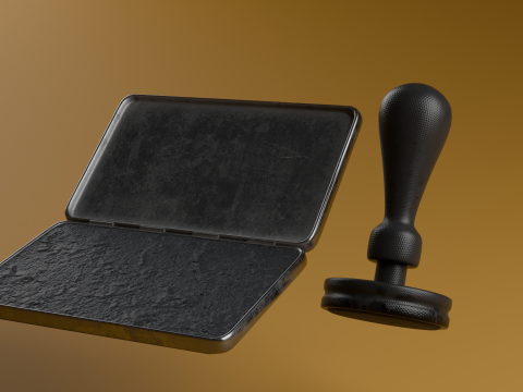 Ink pad and rubber stamp Modello 3D