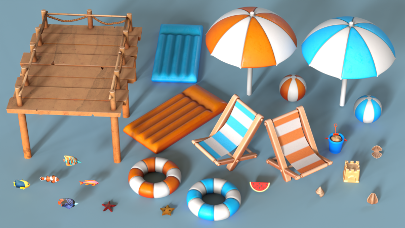 BeachSet Modelo 3D .c4d .max .obj .3ds .fbx .stl .blend 