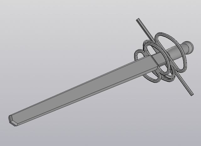 a child sword with a complex guard 3d print model 3Dプリントモデル .c4d .max .obj .3ds .fbx .stl .blend 