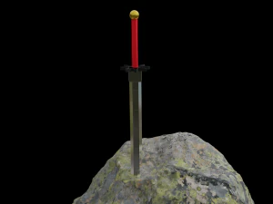 바위에 꽂힌 검 3D 모델